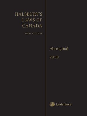 cover image of Halsbury's Laws of Canada - Aboriginal (2020 Reissue)